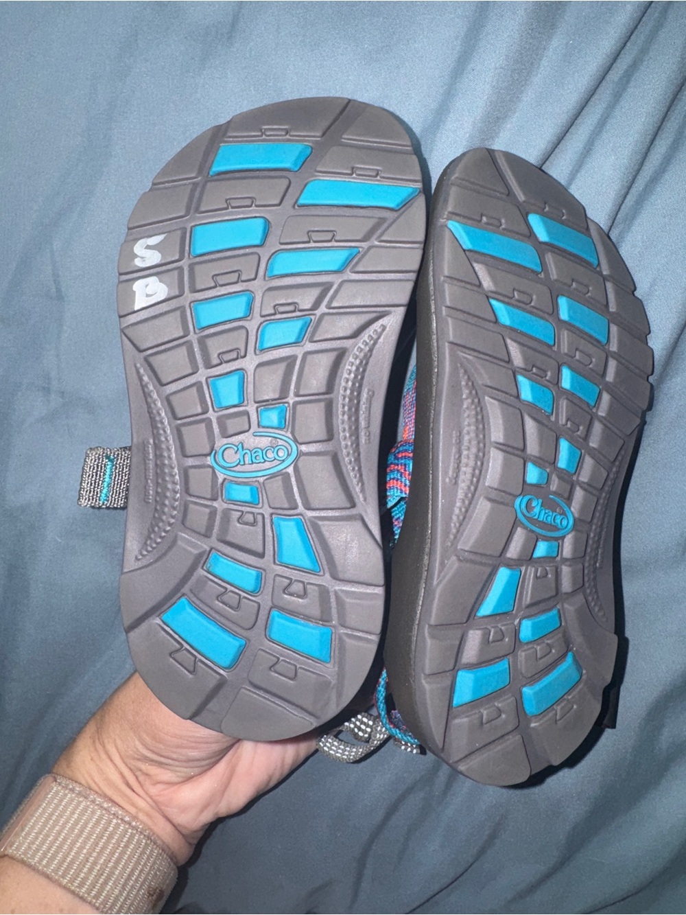 Chaco Kids Blue & Red Patterned Webbing Sandals - Picture 3 of 4